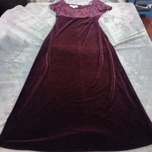 Vintage 90s Y2K Fairy Grunge Dress Womens 10 Burgundy Velvet Empire Waist